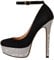 Only maker Women's Platform Mary Jane Round Toe High Heels Stilettos Faux Suede Black Silver 35 EU