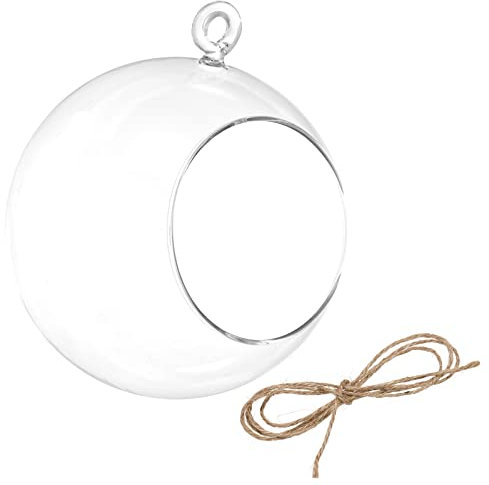 PATIKIL Rotondo Globo Terrario Aria Pianta Fioriera, 4 Alta Borosilicato Vetro Sospeso Decorazioni per Succulente, Tillandsia, Chiaro
