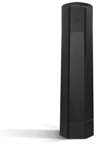 HexClad HexMill Pfeffermühle, Profi-Qualität für hohe Beanspruchung, wiederauffüllbar, Aluminium mattschwarz, zehn Grobmahlstufen