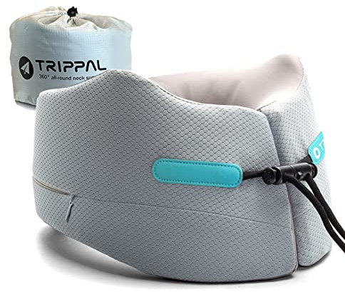 Joscoal Nackenkissen Flugzeug Memory Foam Nackenhörnchen Erwachsene 360° Stütze Nackenkissen Reise Auto Tragbares Flugkissen Schlafen, Flugzeug, Auto und Zuhause(Erwachsene Größe L, GRAU)