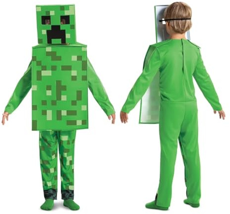 Disguise Minecraft Creeper Costume for Kids, Official Minecraft Licensed Product, Pixel Detailing, Includes Creeper Block Body and Creeper Headpiece, 3-4 years