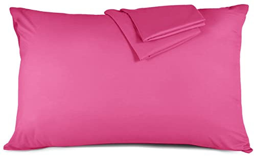 Hafaa Pillow Cases 2 Pack Brushed Microfiber Plain Pink Pillow Cases with Envelop Closure – Wrinkle & Fade Resistant Pillow Cover, 50x75 cm