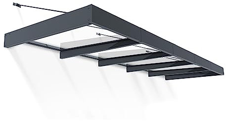 Canopia by Palram Auvent de Porte d'entrée Sophia XL 6.6m² Marquise de Porte, Protection Contre la Pluie et Le Soleil pour Maison, (Gris)