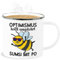 Emaille Becher Blechbecher - Statement - Optimismus heißt umgekehrt Sumsi mit Po I Büro Arbeitskollegen - 300 ml - Weiß Silber - statements bee tasse frohes neues jahr imker tassen new year biene