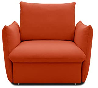 DOMO. collection Sessel Cloud Box, Armsessel mit Schlaffunktion und Boxspringfederung, Schlafsessel, Boxspringsessel, Polstersessel, 120 x 97 x 100 cm (BxTxH), orange