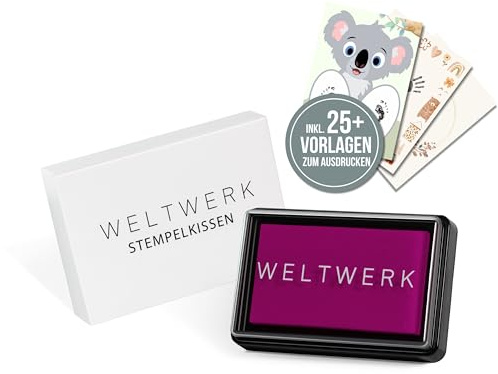 WELTWERK Stempelkissen Kinder [wiederverwendbar] ungiftig & abwaschbar – Fingerabdruck Set für Kinder – hautfreundlich für Hand- & Fußabdrücke, DIY-Projekte, Gästebuch und Leinwand