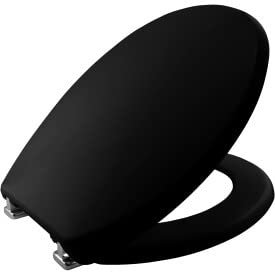 BEMIS Buxton Black Ultra-Fix Plastic Thermoplast Toilet Seat | WC seat That Will not Loosen and fits Most Toilets | Adjustable Chrome Hinges | Recyclable thermoplastic | Easy Installation |