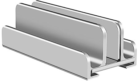 ELLENNE Supporto 3 Slot Verticale Alluminio per Laptop Tablet NERO | Triplo Supporto Verticale per Laptop in Alluminio con 3 slot, Stazione PC Portatile scrivania per Macbook, ipad, tablet