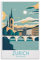 Zürich Schweiz Vintage Reiseposter See 30 x 45 cm Wandkunstdruck Leinwand Kunst Poster Modern Familie Schlafzimmer Dekor Poster