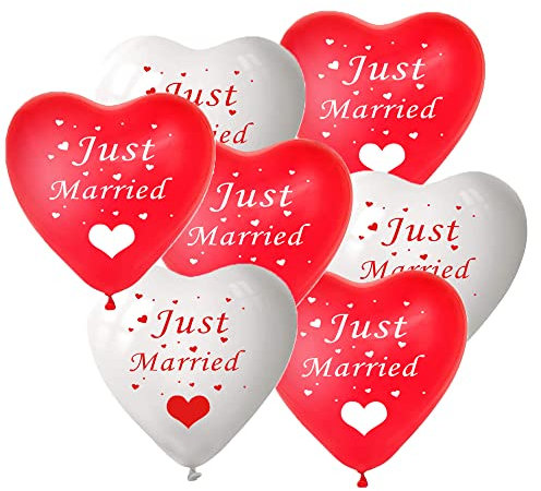 Just Married Luftballons, 50/20 Stück Luftballons Hochzeit, Herzluftballons Hochzeit, Just Married Deko, Ballons Herz