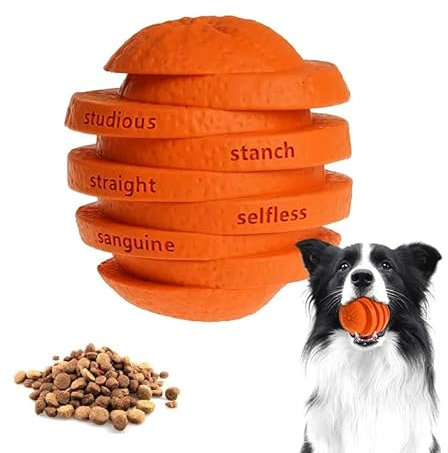 PetBuds Unzerstörbares Hundespielzeug – Interaktives orangefarbenes Leckerli-Spielzeug mit Futter-Clip-Rillen-Design für Langeweile