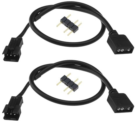 2pcs 3-Pin RGB Light Strip Conversion Cables Computer Motherboard Lighting Conversion Line Compatible with Alphacool Ice Control Systems 3-Pin to 3-Pin ARGB 30cm