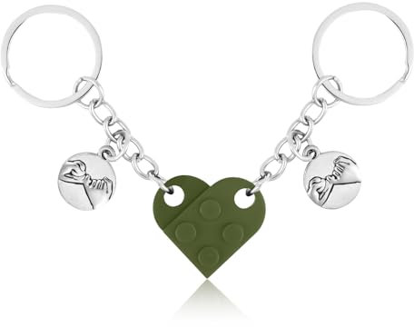 XIHIRCD Passende Herz Schlüsselanhänger für Paare, Individueller Pärchen-Schlüsselanhänger mit Geschenkbox Pinky Promise-Anhänger Pärchen & Freundschaft Geschenk für Freund Freundin (Dunkelgrün)