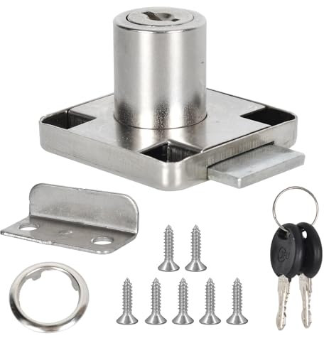 Cerradura Taquilla, 22 mm Cerradura para Muebles, Armarios y Cajones, Cerradura de leva con Llave Igual, Cerradura de Armario de Seguridad, Cerradura de Cajón, para Muebles, Gabinete, Buzón