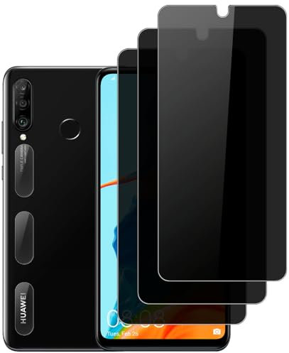 Vuciya Pack of 2 Privacy Full Screen Screen Protector for Huawei P30 lite Tempered Glass,2X Kamera Schutzfolie,9H,Anti-Bubble, Anti-Scratch,Anti-Spy Armoured Protection for Huawei P30 lite
