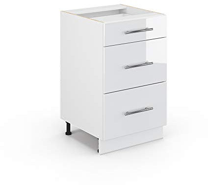 Vicco Meuble de Rangement de Salle de Bain Fame-Line, Blanc Haute Brillance/Blanc, 50 x 81.6 cm sans Plan de Travail