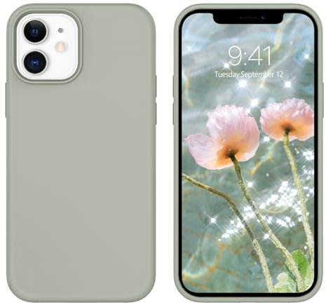 VENINGO iPhone 12/Pro Hülle Silikon Case, Flüssig Silikon Gel Gummi mit Mikrofaser Kratzfeste Schutzhülle Matte Hülle für iPhone 12/Pro 6,1'' 2020 Grün