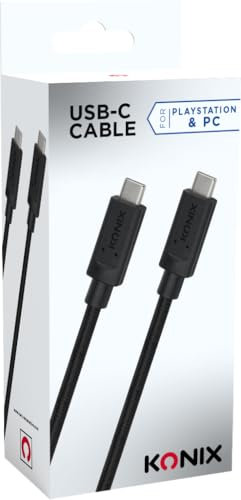 Konix USB 3.0-Kabel Typ C auf Typ C - Geschwindigkeit 5 Gbps - Geflochtenes Nylon - Länge 3 m - Schwarz