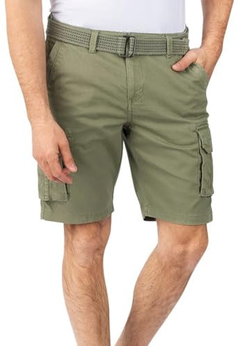 riverso Cargo Shorts Herren mit Gürtel Regular Fit RIVJoko Kurze Hosen Cargoshorts Sommer Stretch, Größe:L, Farbe:Ivy Olive