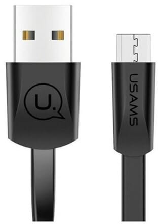 P4Y Câble MicroUSB plat pour le chargement et le transfert de données 2A Smart Chip Matériau : TPE/PVC/cuivre 1,2m noir US-SJ201 U2