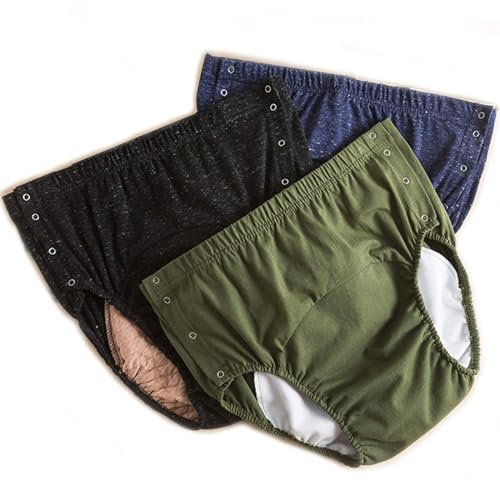 YFJBDKS Auslaufsichere Unterwäsche für Erwachsene bei Inkontinenz,Atmungsaktive Baumwollwindeln sind Nicht nass und auslaufsicher,Wiederverwendbare Windel-Inkontinenzhose,3 Pieces,L