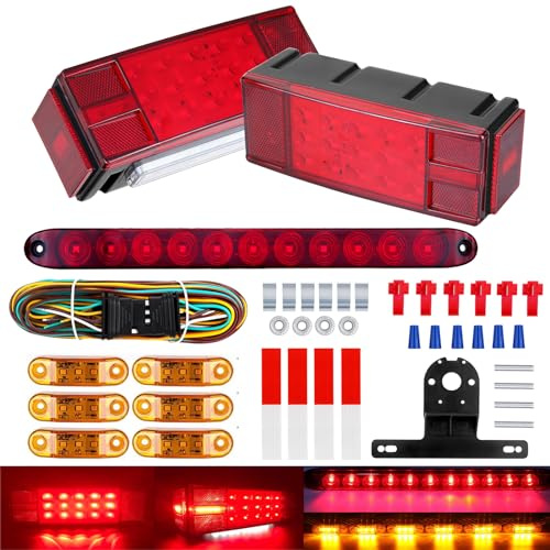 LIMICAR Boat Trailer Lights, Trailer Lights LED Kit, Boat Trailer Lights LED Submersible Kit, Waterproof Boat Trailer Light Kit with 25FT Trailer Wiring Harness