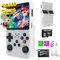 R36S Consola Retro Portatil con 15000 Juegos +25 Emuladores 64GB - Mini Consola Portatil, Consolas: PS1, PSP, N64, NDS... HD IPS de 3.5 640 * 480-4 Core 1.6 GHz y RAM 1GB (Blanco)