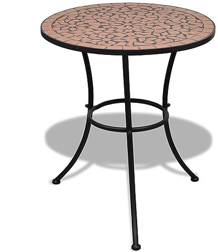 Iiaky Bistrotisch Terracotta-Rot 60 cm Stehtisch Gartentisch Mosaik Tisch Outdoor Bistrotisch Outdoor Mosaik