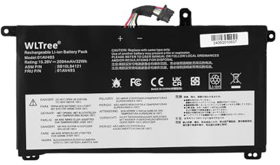 WLTree 32Wh 01AV493 Laptop Akku für Lenovo ThinkPad T570 T580 P51s P52s Series Notebook 01AV493 00UR890 00UR891 00UR892 SB10L84123 SB10L84122 SB10L84121 4ICP6/38/65 4ICP6/38/64 Battery