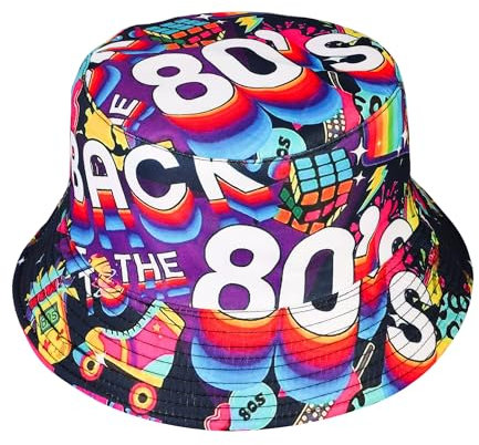 JJDreams 80er Bucket Hat Fischerhut Damen Sonnenhut Retro Faltbar für Aktivitäten im Freien und Festliche Kleidung