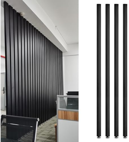 Room Divider/ Paravent Raumteiler mit Wandpfosten vom Boden bis zur Decke, 100 120 160 180 200 220 CM Raumteiler für Eingang/Bibliothek/Konferenzraum, schwarze stehende Wandtrennwandsäule(4pcs,100cm/3