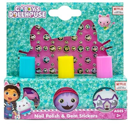 Gabby's Dollhouse Children's Nail Polish & Stickers Gift Set - Non-Toxic - Waterbase Polish - Peelable varnish - Children's Gift