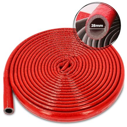 RecyUp Rohrisolierung 28mm / 4mm x 10m, Isolierstärke Polyethylen, Isolierschlauch PE-Schaum, Schutzschlauch Heizungsrohr Isolierung, Schlauch Rohrdämmung Warmwasserleitung Heizung