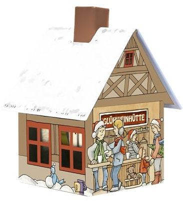 Crottendorfer - Räucherhaus Metall inkl. Räucherkerzenhalter - für Räucherkerzen Gr. M - Maße: 7,2 x 7,8 x 9,8 cm - Motiv: Glühweinhütte - Made in Germany