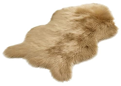 Faux Sheepskin Rug - Faux Fur Rug - Fluffy Small Rugs - Washable Non Slip Soft Shaggy Area Rug - Sheepskin Seat Pads for Living Room Bedroom Kitchen Bathroom Dorm Sofa Floor Decor 60 x 90cm (Brown)