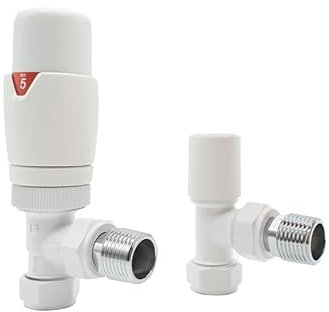 Lux Heat Angled White Thermostatic Radiator Valve (TRV) Set