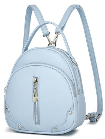 Miss Lulu Damen Handtasche Mini Rucksack Kleiner Eleganter Cityrucksack für Frauen Leichter Reiserucksack mit Abnehmbarem Riemen und 4 Reißverschlusstaschen