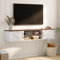 Flycity Meuble TV Suspendu Bas 160 cm, Support Tele Mural avec Rangement, TV Stand de Style Ferme, 2 Placards avec Portes, Table Television pour Salon et Chambre, Bois Blanc