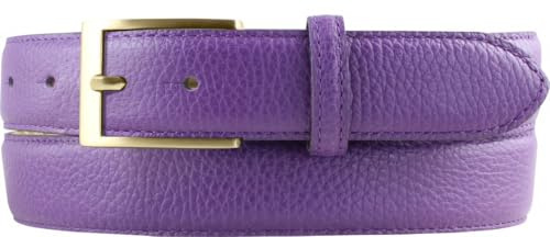BELTINGER Italienischer Anzug-Gürtel, 30 mm breit, Herren, Anzuggürtel, Hosengürtel, strukturiertes Leder, Schließe Gold | Lila 90cm