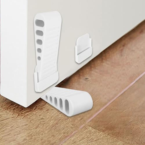 2 Stück Türstopper Boden Set, Rutschfester Weiß Türkeil Gummi, Fensterstopper Beim Lüften, Door Stopper mit Aufbewahrungscontainer Für alle Oberflächen (Weiß)