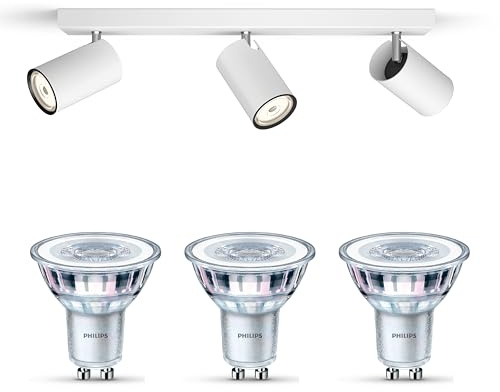 Philips Kosipo Aufbaustrahler (Weiß) - 3-Flammig - Nicht dimmbar | Deckenstrahler - GU10 - Warmweiß