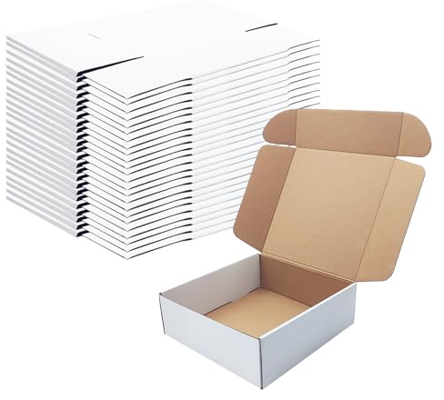 9x9x3 Inch White Shipping Boxes 25 Pack,Craft Gift Boxes,Bulk of Mailers