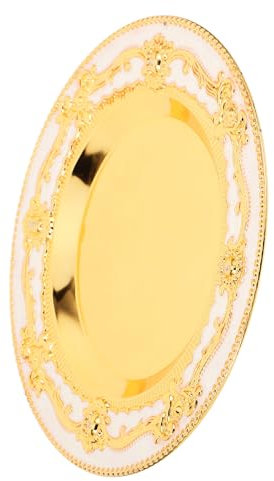 ULTECHNOVO Vintage Decorative Tray Small Round Gold Tray for Tea Cups Jewelry Storage Sturdy Craftsmanship for Home Decor Multifunctional Use for Coffee Table