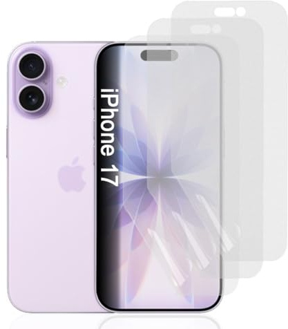 Hhfcryst Protector de Pantalla de Hidrogel Mate para iPhone 17, Protector de Pantalla de TPU de 3 Piezas Anti-Rayaduras y Anti-Resplandor, Película de Hidrogel de Alta Sensibilidad
