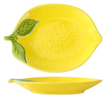 diwedaso Ceramic Spoon Lemon Design, Colorful Spoon Storage Rack, Color-Fast Ceramic Holder for Spoons, Teaspoons, Kitchen, Lemon Plate