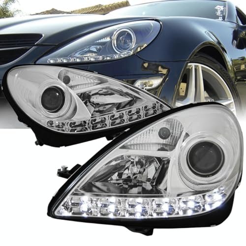 CR-Lights Xenon Scheinwerfer Set Chrom für Mercedes SLK R171 2004–2011 mit LED Standlicht