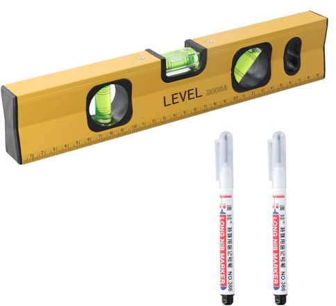 Magnetic Spirit Level 30 cm, 3 Vials 0°/45°/90° Boat Level Tool, with Strong Magnet & 2 Markers, in Thickened Aluminum Alloy, for DIY & Professional Use