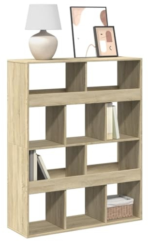 Frdhee Büro Schrank Stufenregal, Bücherregal -Eiche 100x33x125,5 cm Holzwerkstoff für Deko, Fotos, Pflanzen