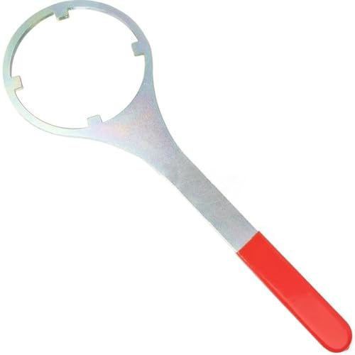 Llave de filtro de agua de metal, herramienta resistente para carcasa de filtro de toda la casa de 4.8 pulgadas, accesorio de fontanería de mango rojo
