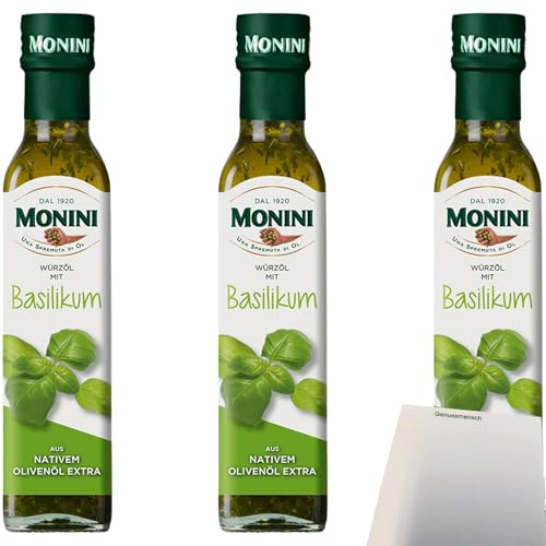usy Bundle für Monini Extra Virgin Olive Oil Basilikum 3er Pack (3x250ml Flasche) + usy Block